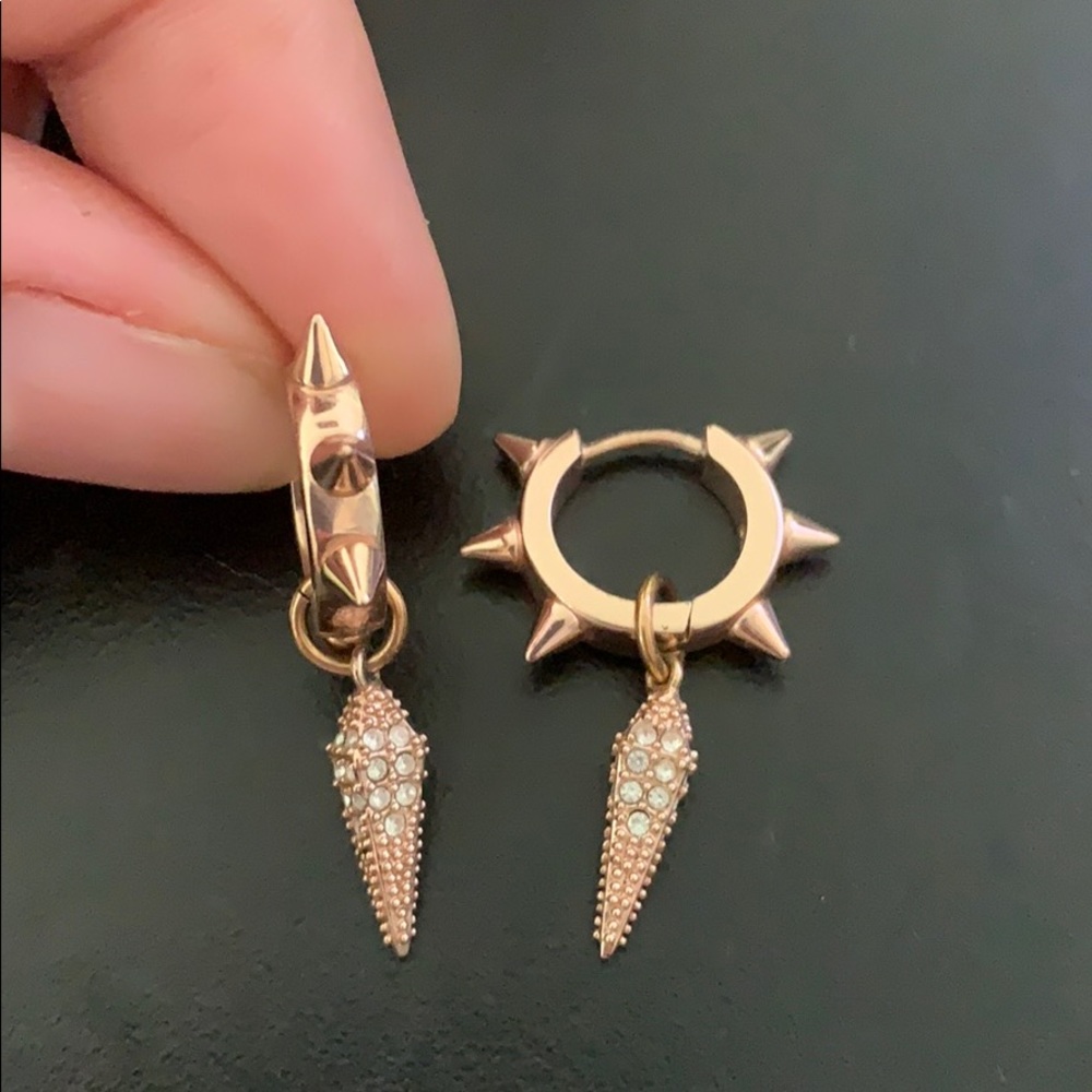 Rose Gold Tone Spike Ca Earrings